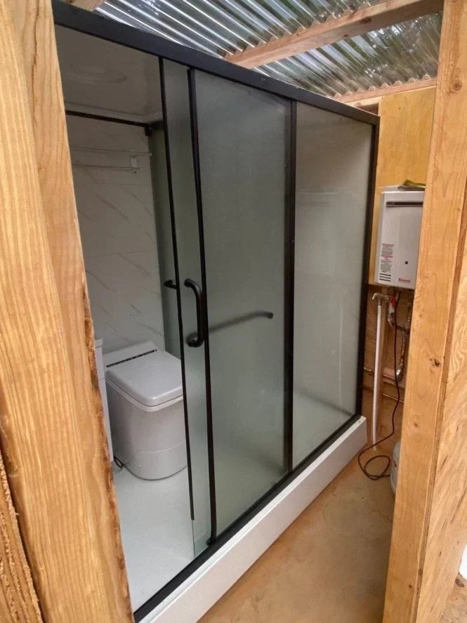 Stand Alone Outdoor Bathroom with Shower + Sink